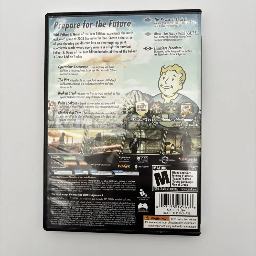 PC DVD Windows Live - Fallout 3: Game of the Year Edition Very Good Condition.